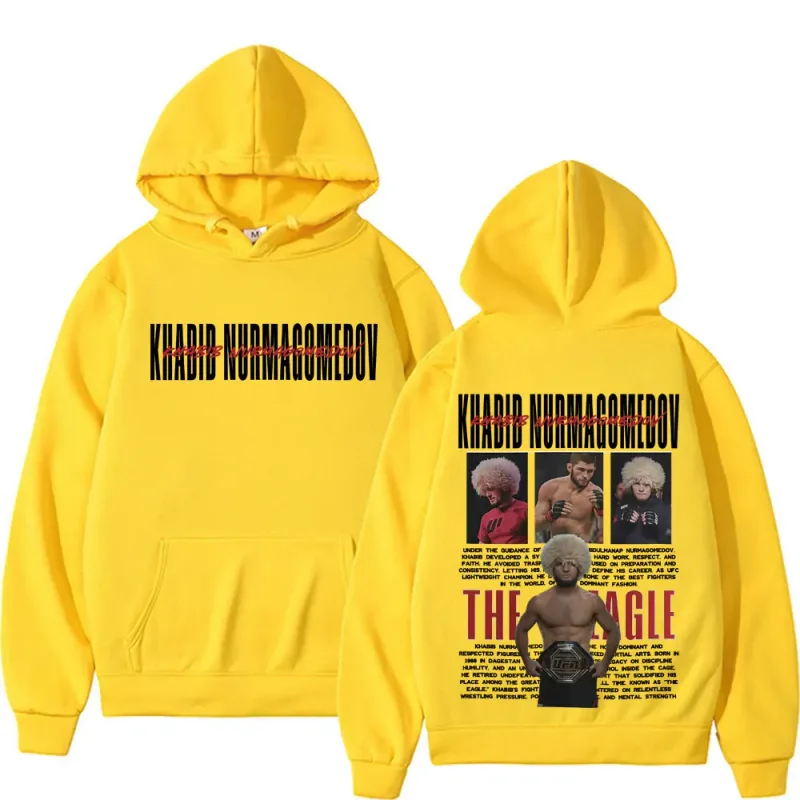 Khabib Nurmagomedov THE EAGLE Merch Sweatshirt Vêtements pour hommes Harajuku Classique Sweats à capuche surdimensionnés Polaire Sweat à capuche confortable de haute qualité