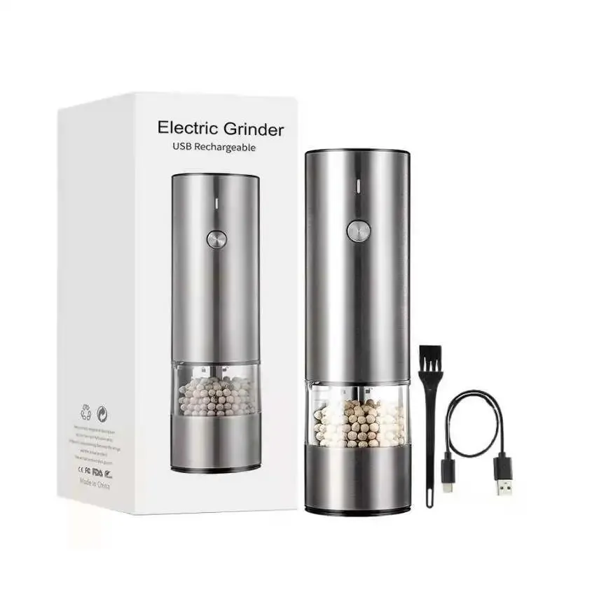 Electric Automatic Salt and Pepper Grinder Set Rechargeable With USB Gravity Spice Mill Adjustable Spices Grinder Kitchen Tools