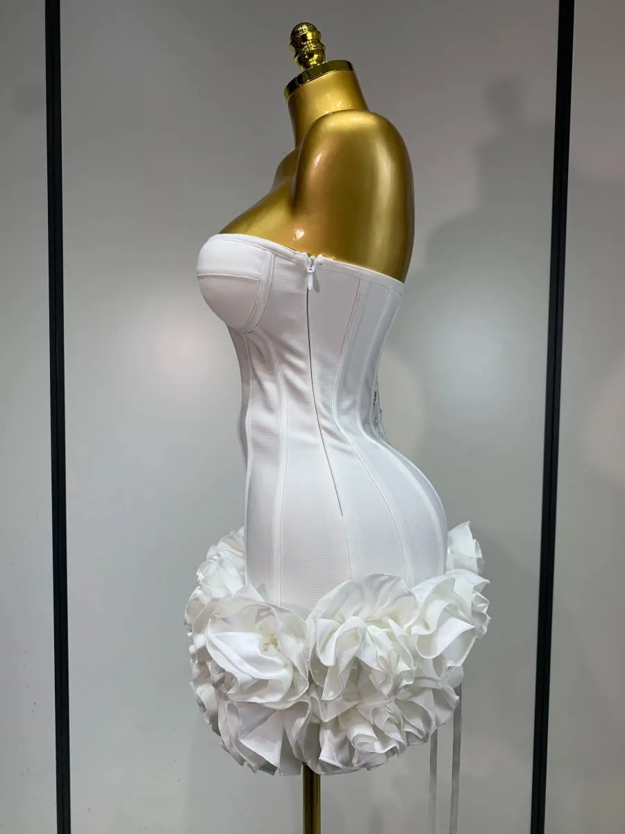 Minivestido Sexy sin tirantes para mujer, vestido de fiesta de flores, alfombra roja de celebridad, fiesta de noche, celebración de cumpleaños, vestidos de Club