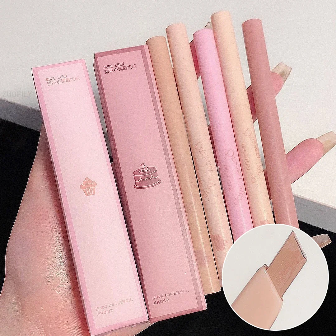 Matte Lip Liner Pen Long Lasting Contour Lipstick Non-stick Waterproof Smooth Velvet Lipliner Pencil Nude Pink Lip Tint Makeup
