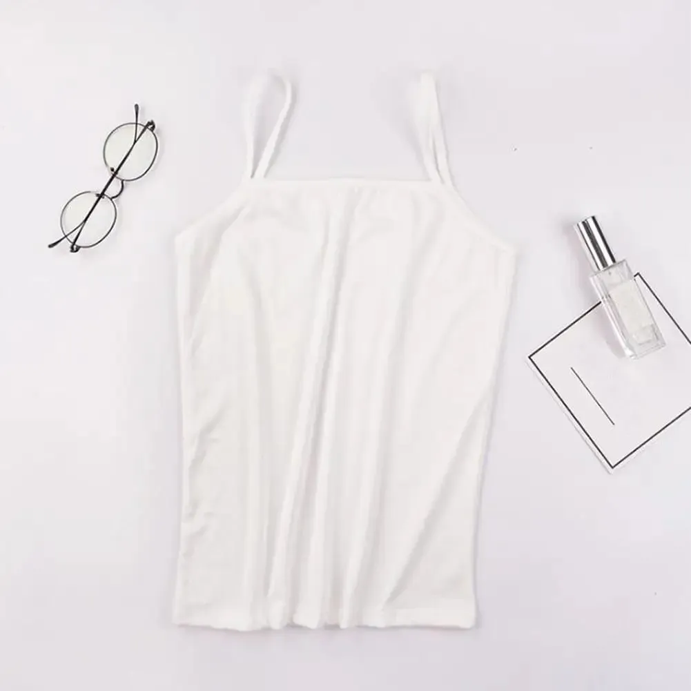 Women Solid Color Cotton Camisoles Summer Girl Sexy Sleeveless T-Shirt Thin Camisole Tank Top Simple White Black Slim Crop Top