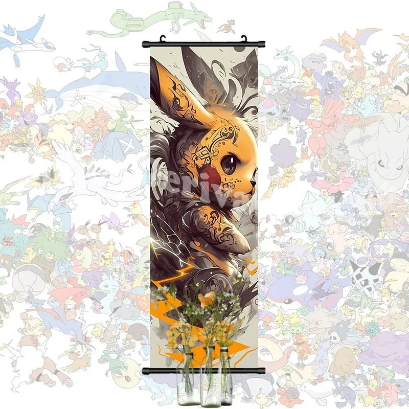 Printed Poster Anime Wall Artwork Gengar Pictures Charizard Painting Canvas Pikachu Hanging Scrolls Home Room Decor