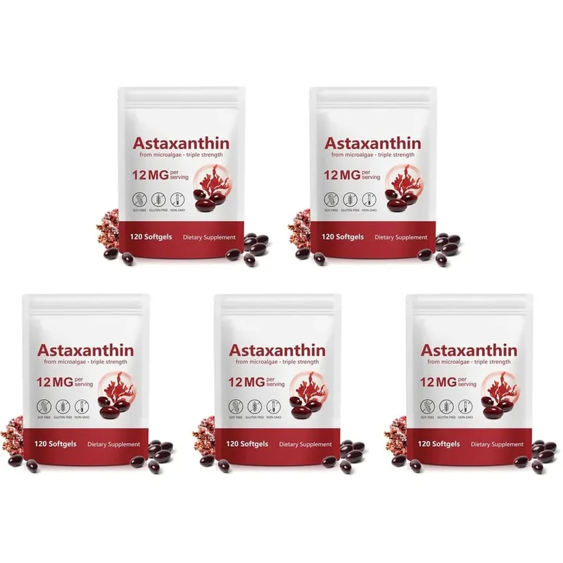 Astaxanthin Softgels 12 Mg From Microalgae Triple Strength Antioxidant Support for Skin Aging Eye Health 120 Softgels