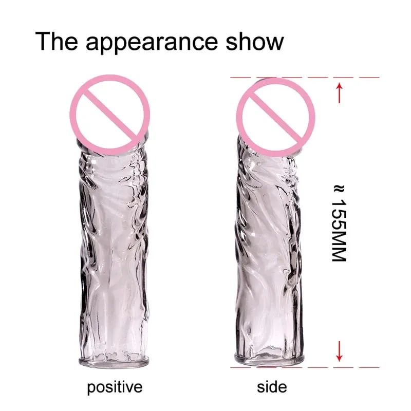 Penis Extender Cock Rings Delay Ejaculation Reusable Penis Condoms Dick Sleeve Silicone Glans Vagina Massager Sex Toys For Men