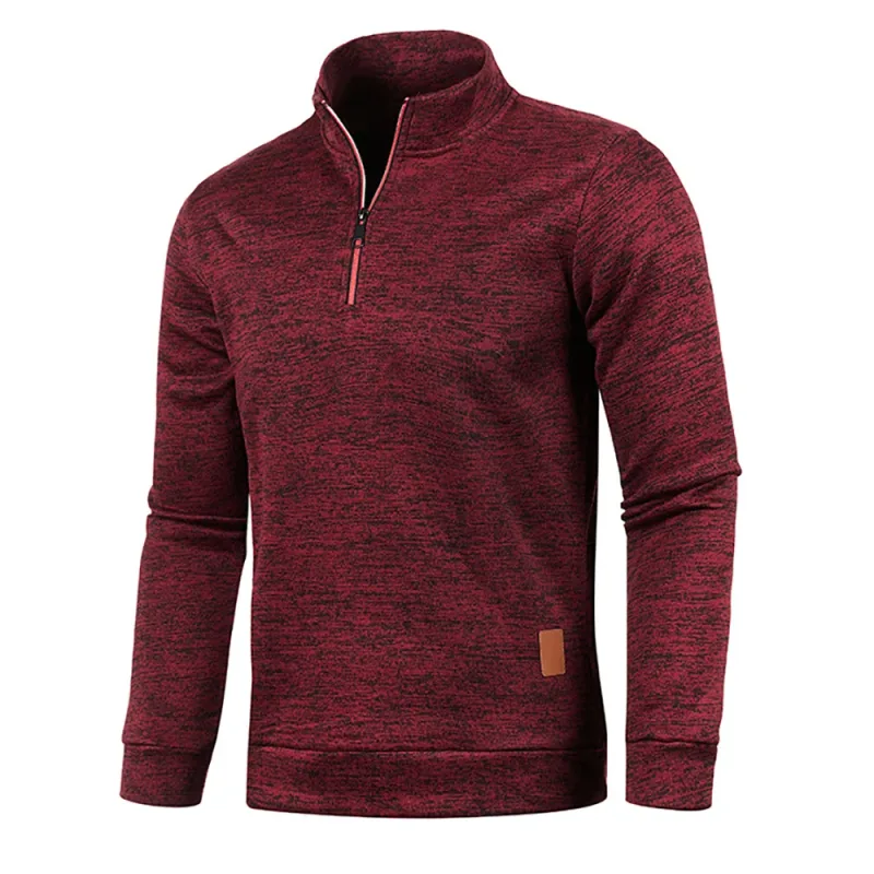 Men's Collar Half zipper Sweatshirts Spring Autumn Casual Pullover for Male Sweat Outdoor Turtleneck Coats Solid Sports Clothing — image 3