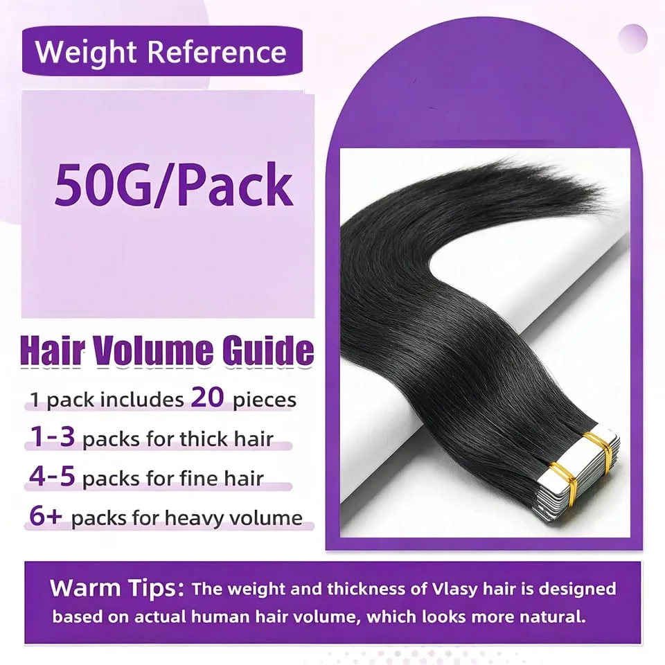 Tape in Hair Extensions Straight Remy Human Hair Seamless Invisible Skin Weft Remy Double Sided Adhesive Vietnamese Human Hair 50g/pack 16-26 inches