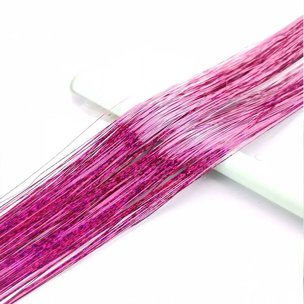 36/48Inch Sparkle Hair Tinsel Rainbow Colored Strands Girls Headwear Hairbinge Hair Laser False Hair Extensions Decor Glitter