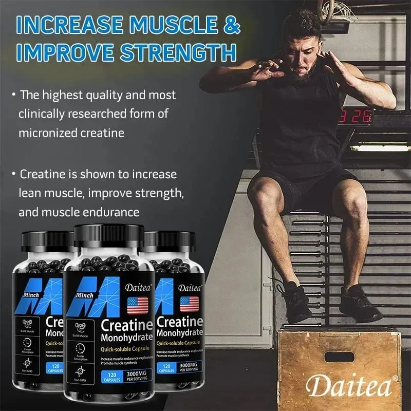 Daitea Creatine Monohydrate 3000 Mg - Strength Muscle Performance Supplement for Men and Women Non-GMO and Gluten-Free — image 7