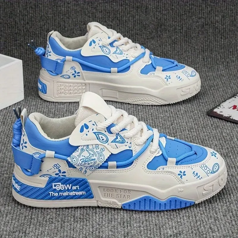 1 Pair of Men's Casual Sneakers Stylish and Comfortable Suitable for All Seasons Geometric Design Ideal for Outdoor Walking