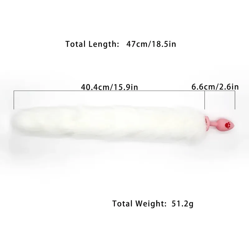 Metal Anal Plug with Long Fluffy Tail – Fox Tail Butt Plug for Cosplay Role Play BDSM Adult Toy
