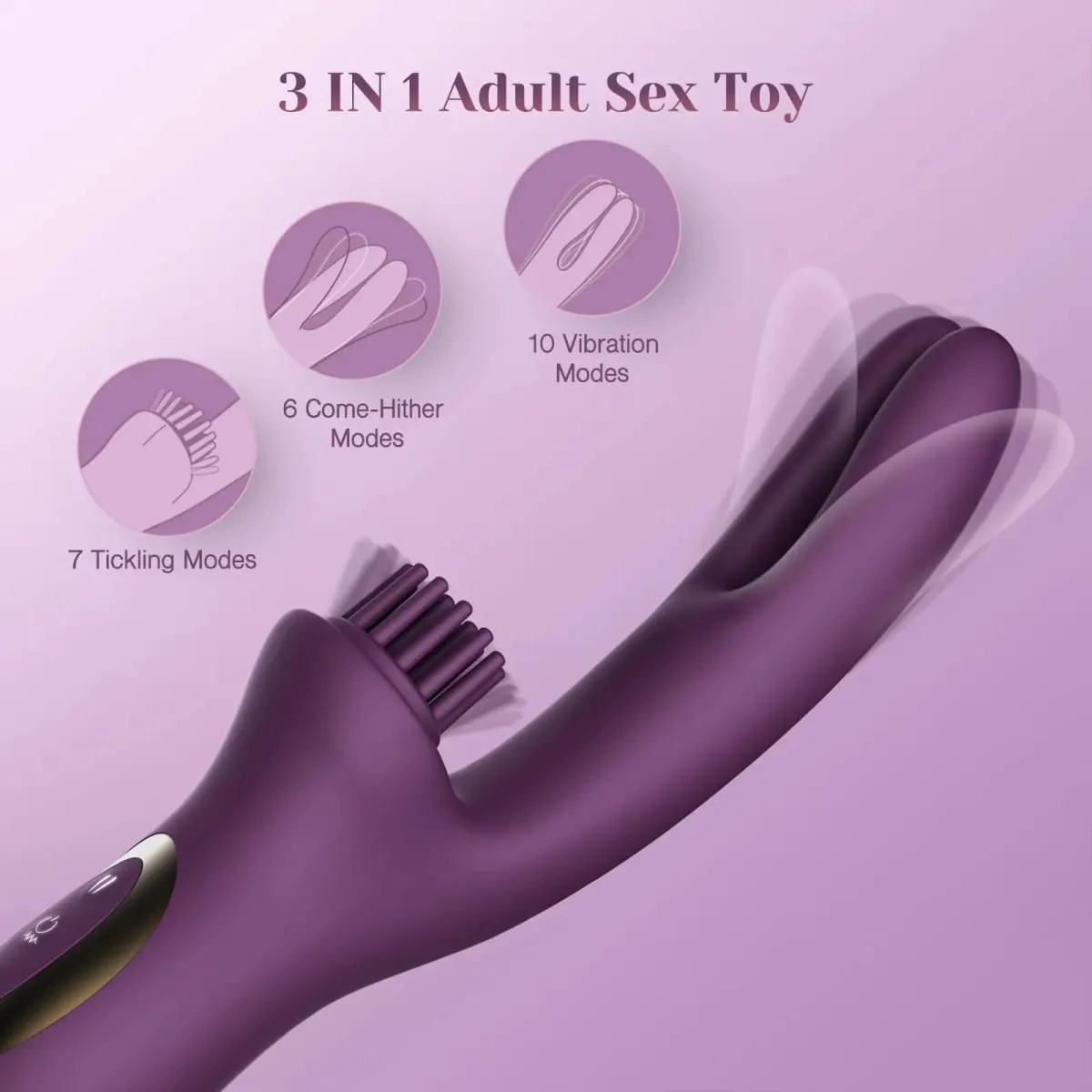 3 IN 1 Come-Hither Clitoral Tickling Rabbit Vibrator 10 Vibration Women Sex Toys for G Spot Clit Nipple Stimulation Masturbation