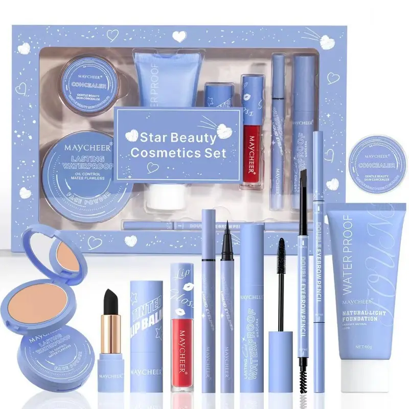 Professional Makeup Kit Foundation Powder Lipstick Lip Gloss Eyeliner Eyebrow Pencil Full Face Cosmetics Set for Women Travel