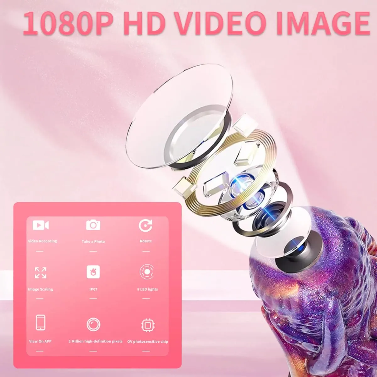1080P Endoscope Camera Silicone Anal Plug Real-Time Viewing Dildo with 8 LED Lights IP67 Waterproof SexToy for Adult Exploration — image 4