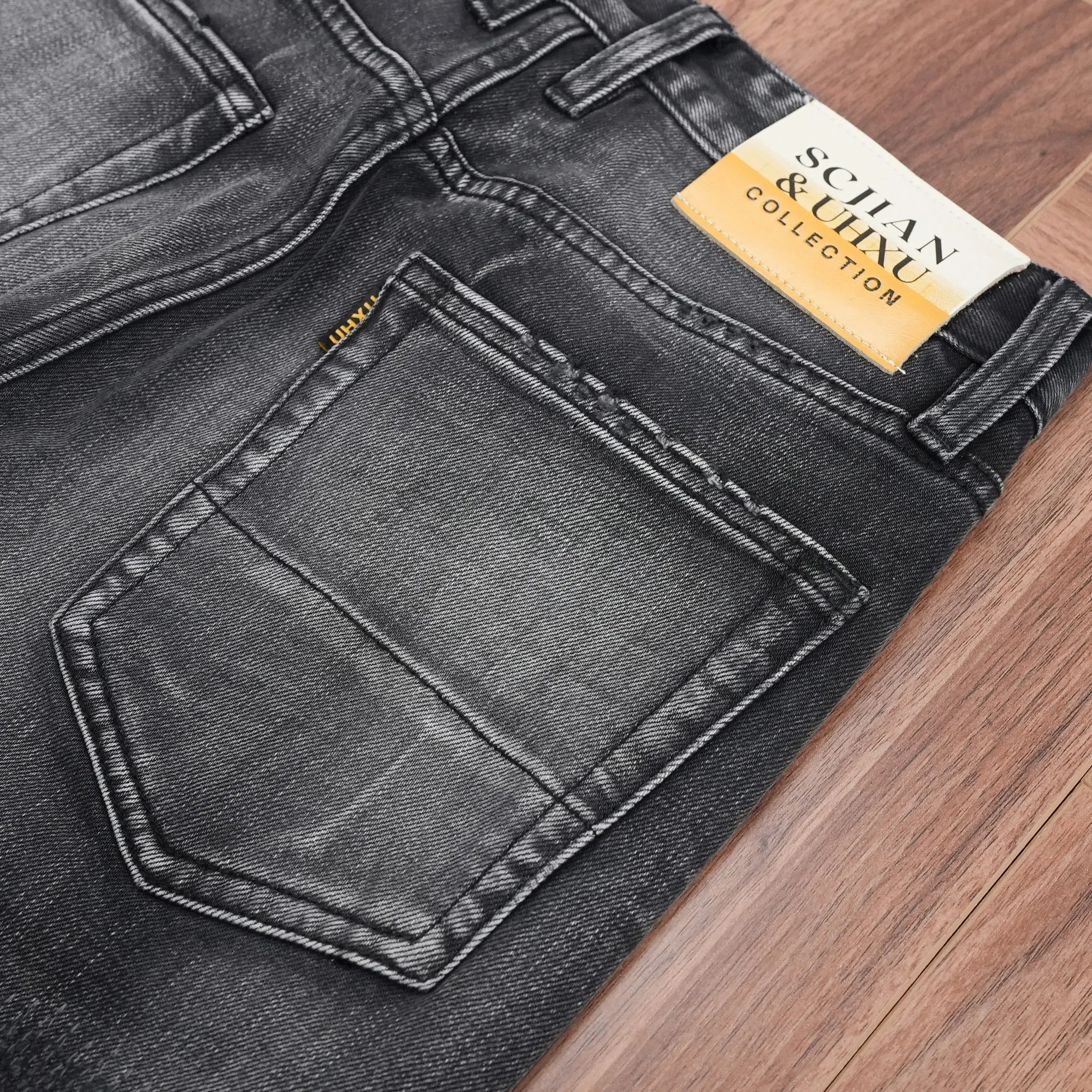 Spring Washed BlackGray Denim Jeans for Men Ripped Hole Distressed Design Regular Straight Leg Comfortable Trendy Casual Pants