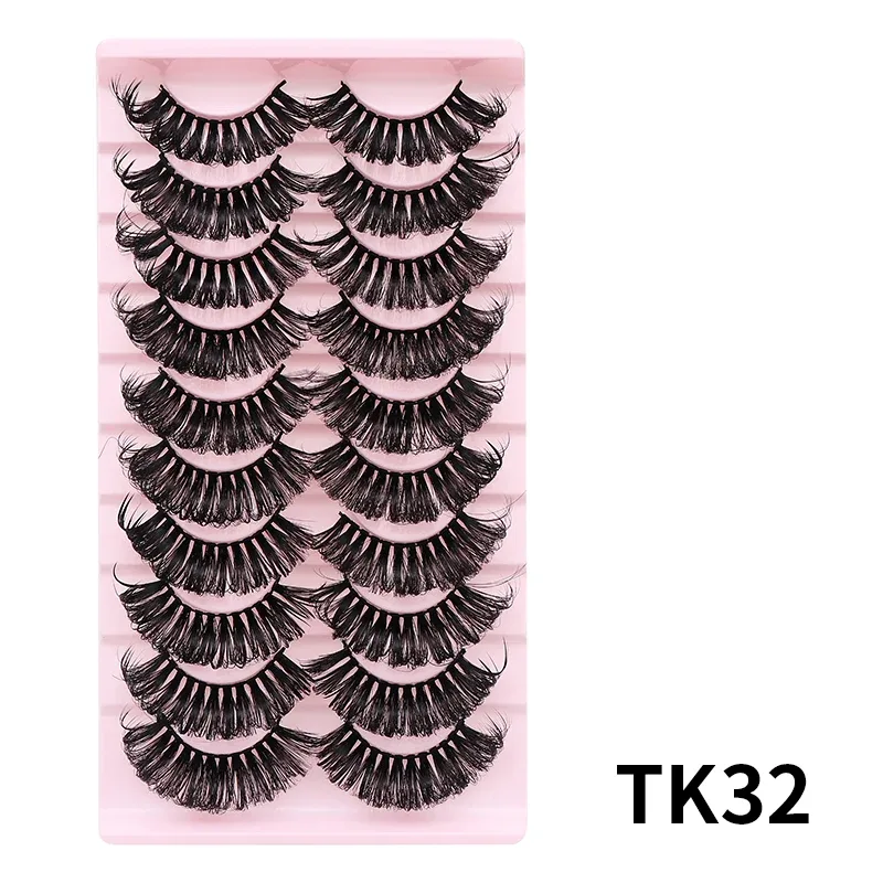 10 Pairs Russian DD Curl Bulk Fluffy Strip Lashes Natural Soft False Eyelashes Reusable Handmade Eye Lashes for Daily&Party