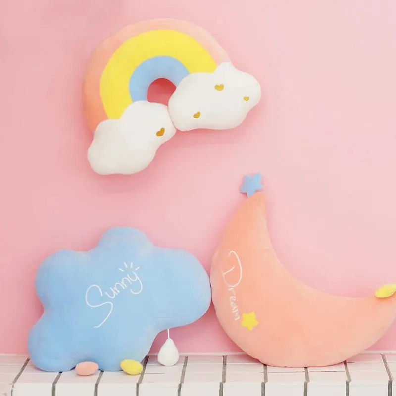 Rainbow Wish Star Moon Plush Pillow Colorful Crown Cloud Soft Toy Pillow Cushion Sofa Home Decoration Throw Pillows