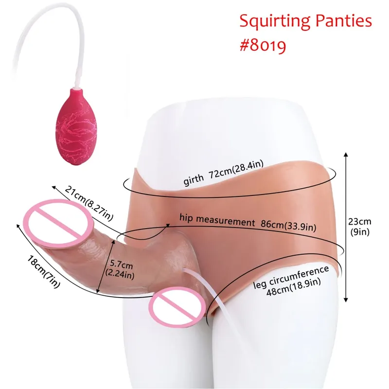 Black Nude Strapon Big Realistic Ejaculation Dildo Silicone Squirting Panties With Simulated Solid Penis Sex Toy For Women — image 19