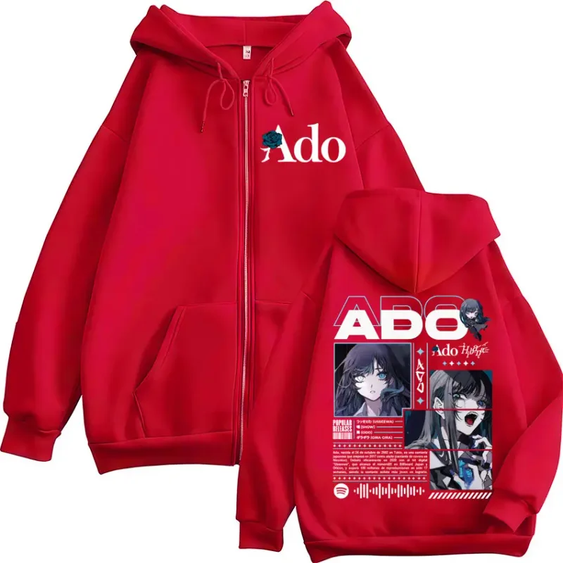 Ado world tour 2025 hibana zíper hoodies das mulheres dos homens roupas moda harajuku zip up sweatshirts pulôver jaqueta casaco streetwear