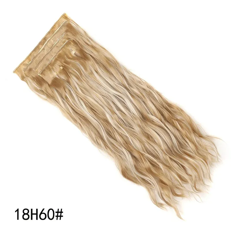 Jeedou Clip-in Hair Extensions 4PCS/Set Long Bouncy Curly Beach Wavy Hair for Women Brown Blonde Synthetic Hairpieces Daily Use