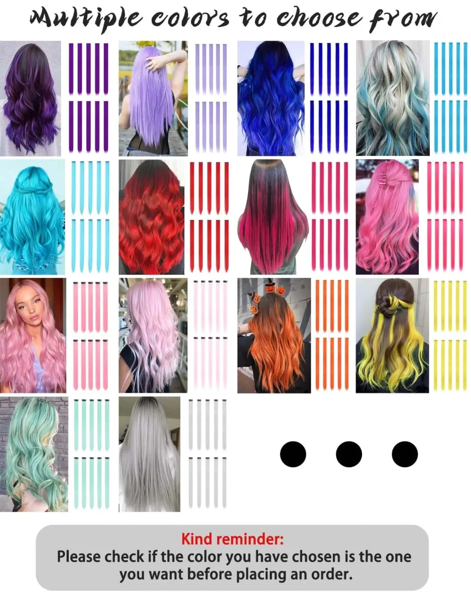 Clip sintetica da 10 pezzi nelle estensioni dei capelli per donne ragazze bambini estensioni colorate per feste con highlight capelli lisci multicolori