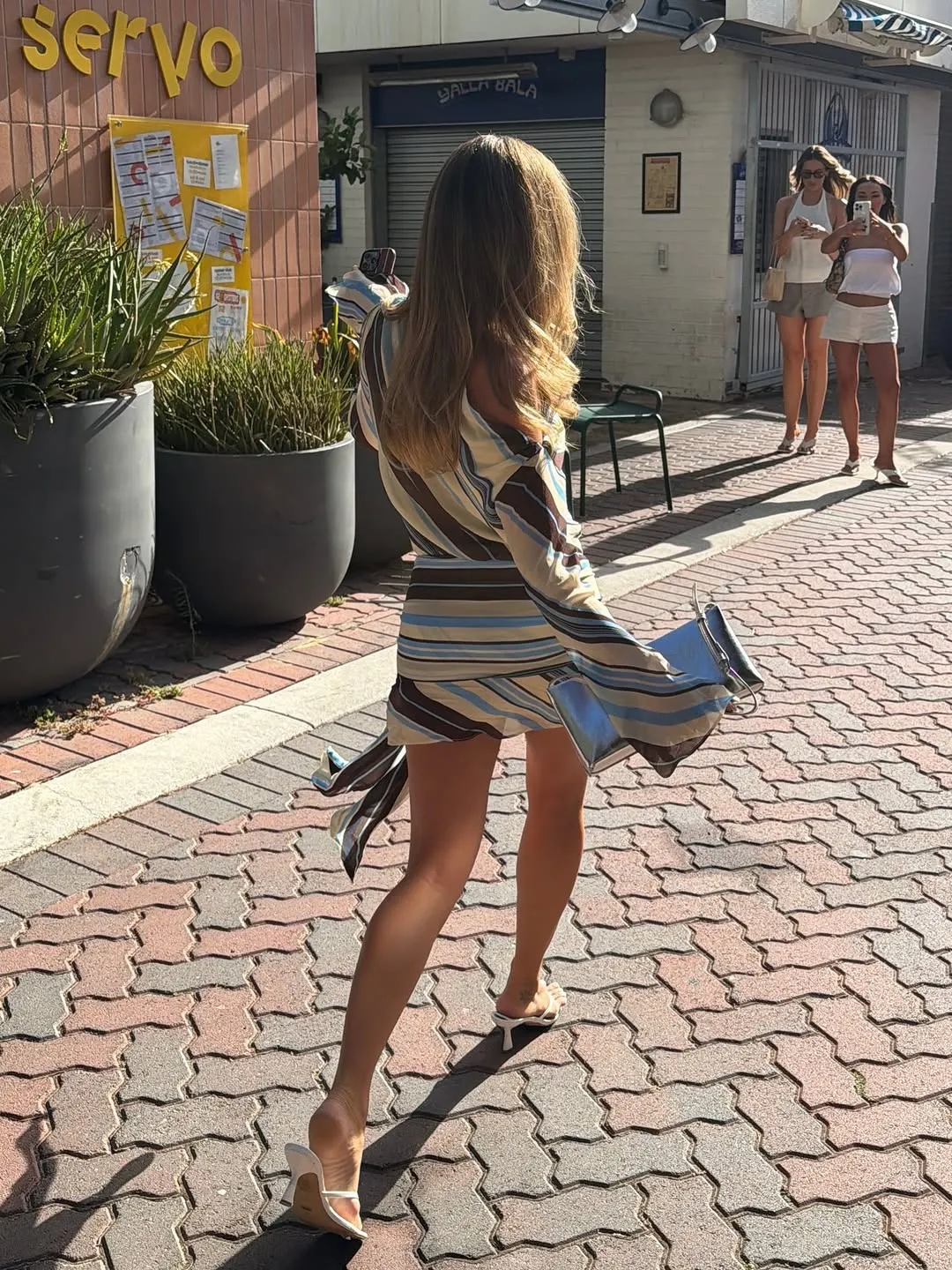 Vestido a rayas de manga larga para mujer, minivestidos suaves de cintura alta elásticos para playa, diario, informal, con cordones, para vacaciones, 2026