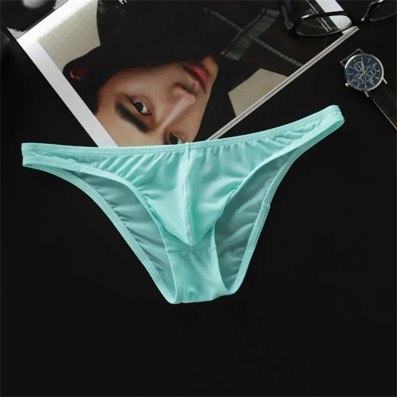New 2026 Men Ice Silk U Convex Samll Briefs Underwear Low Waist Ultra Thin Transparent Bikini Slip Panties Plus Size M-XXL