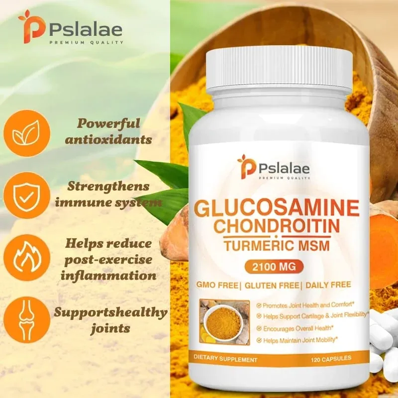 Chondroitin Turmeric MSM Glucosamine Triple Strength 2100 Mg for Hips Knees Joints & Back Comfort - Joint Supplements