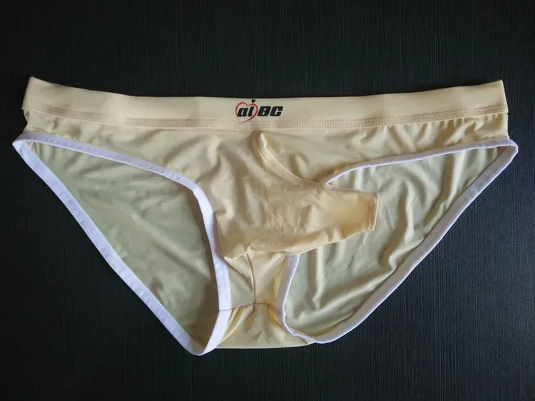 Men's Erotic Briefs Elephant Nose Open Sheath Bikini Gay Sexy Thin Ice Silk Penis Bulge Separate Elastic Quick Dry Sports Tangas