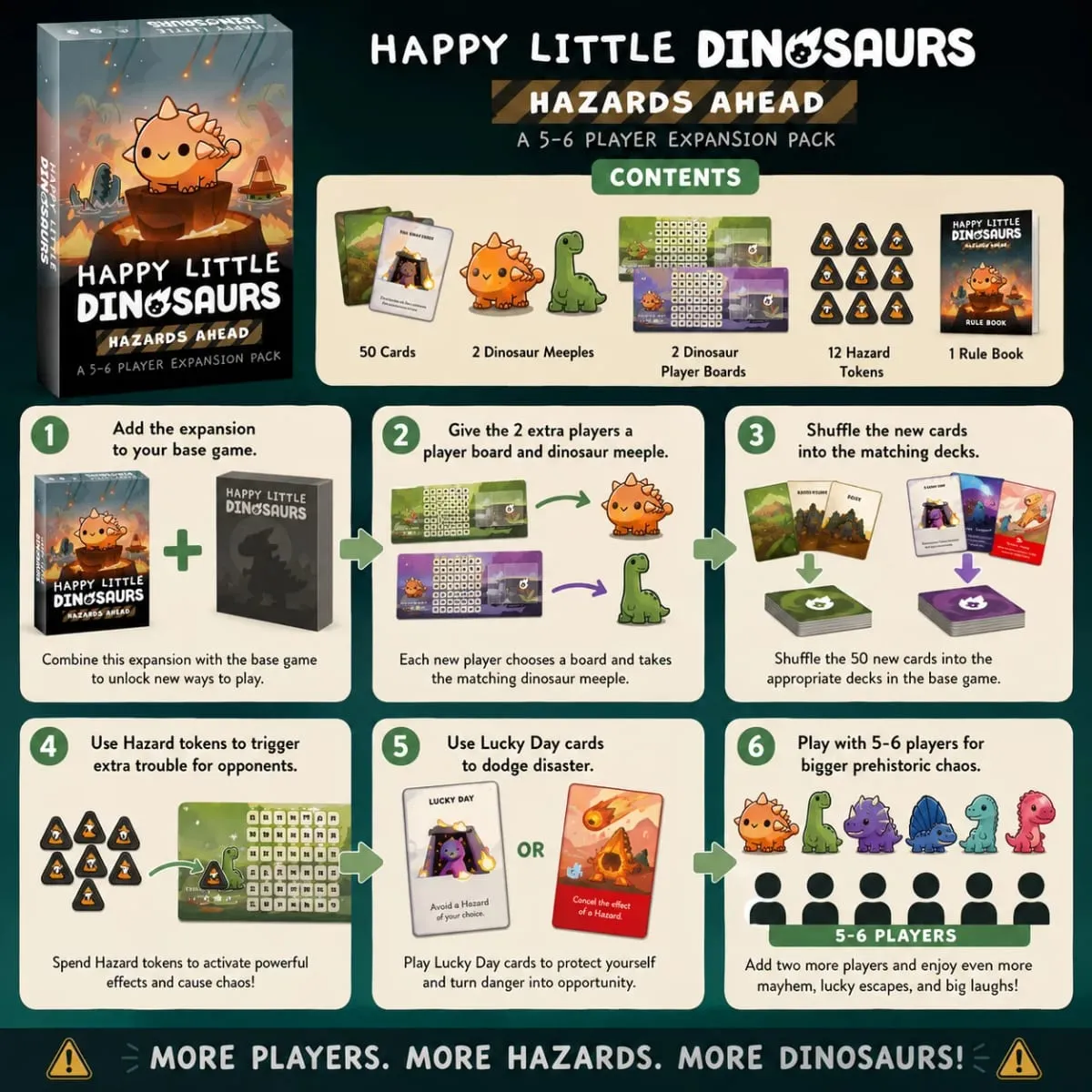 HappyLittle Dinosaurs Card Game Expansion Pack Funny StrategyParty Board GameforFamily Friends Kids and Adults English Version