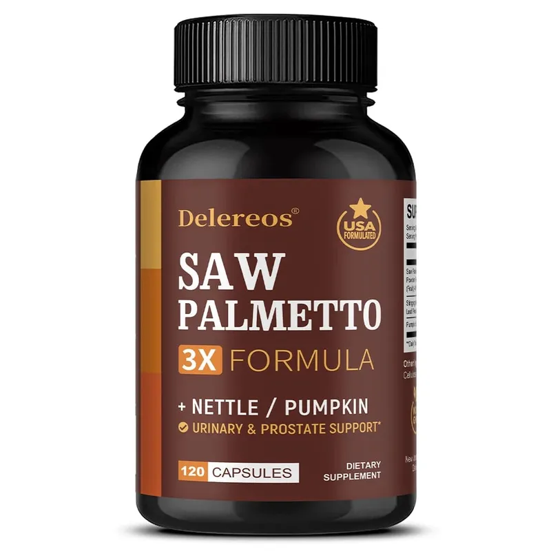 Saw Palmetto Supplement | Nettle & Pumpkin Seed Oil Capsules for Potent 3X Formula Prostate & Bladder Support for Men