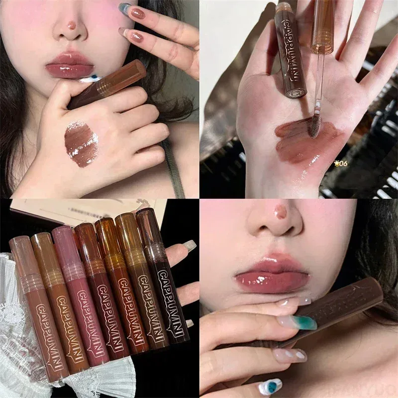 Mirror Watery Chocolate Lip Gloss Long Lasting Moisturizing Crystal Jelly Lip Tint Lipstick Nature Nude Lips Makeup Cosmetics — image 9