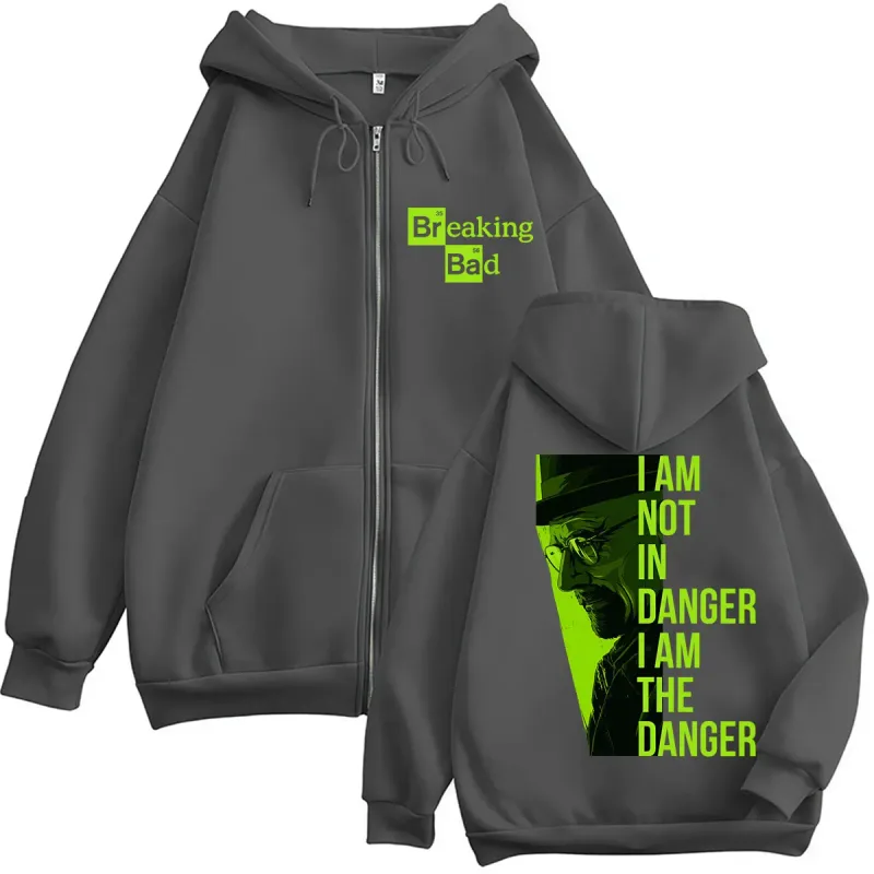 TV seriál Breaking Bad Heisenberg mikiny na zip I Am Not Danger I Am The Danger Muži Ženy Tepláky Volné Podzimní Ležérní Kabáty — image 11