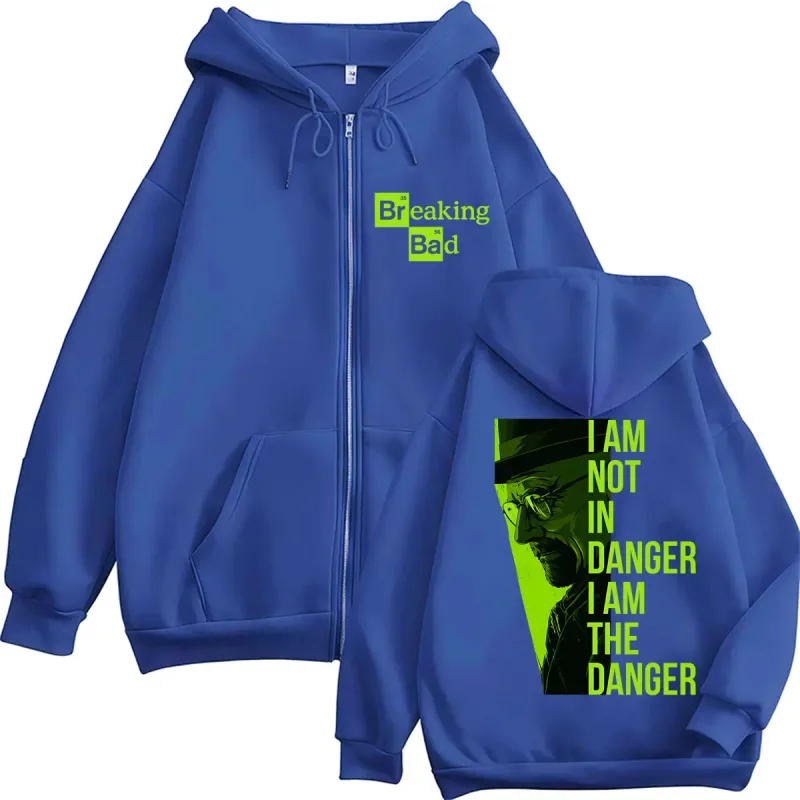 TV seriál Breaking Bad Heisenberg mikiny na zip I Am Not Danger I Am The Danger Muži Ženy Tepláky Volné Podzimní Ležérní Kabáty — image 14