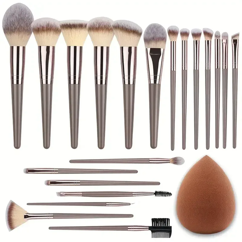 3-20PCS Makeup Brushes Set Foundation Highlighter Eyeshadow Blush Concealers Brush Female Beauty Tools Beauty Sponges Thumb Puff