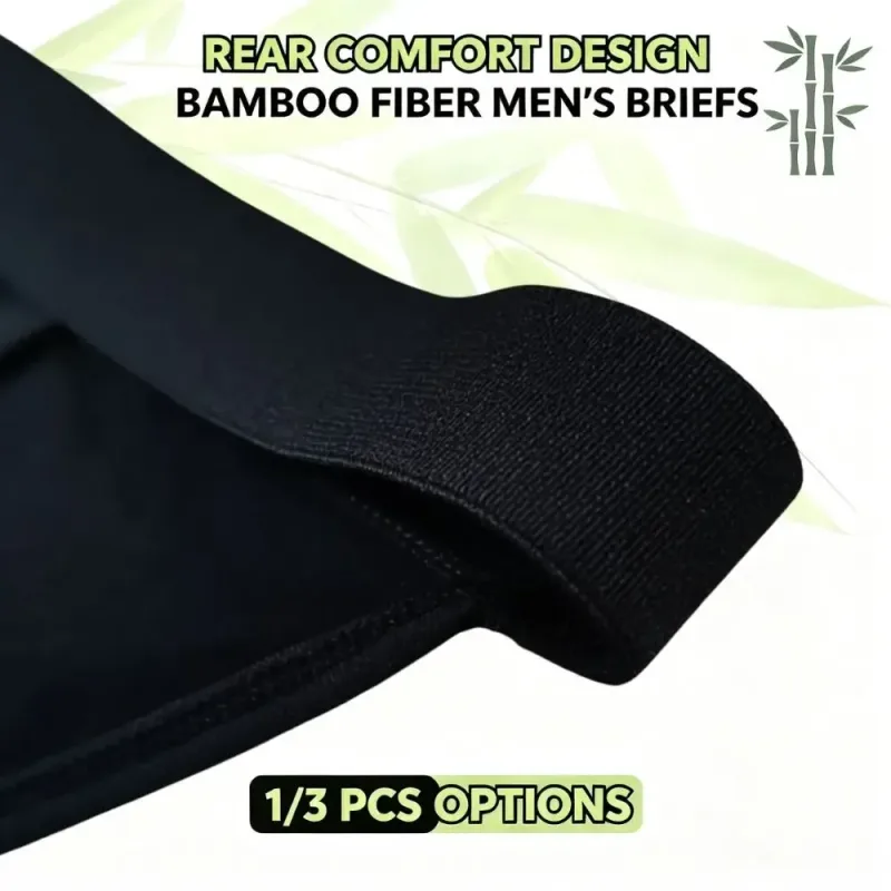 1 3-teiliges Set aus weicher Bambusfaser, hochgeschnittener Bikini-Slip für Herren, integrierter Beutel, feuchtigkeitsableitende Sportunterwäsche für das Training im Fitnessstudio