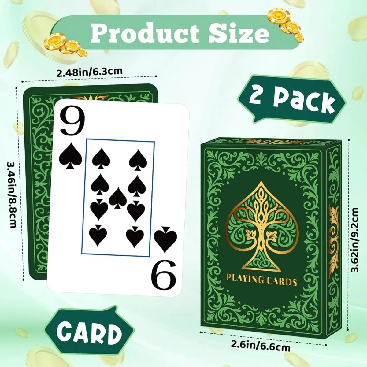 2 Pack Playing Cards | Large Print Playing Cards | Easy to Shuffle Premium Poker Cards for Card Games Family Game Night Table M
