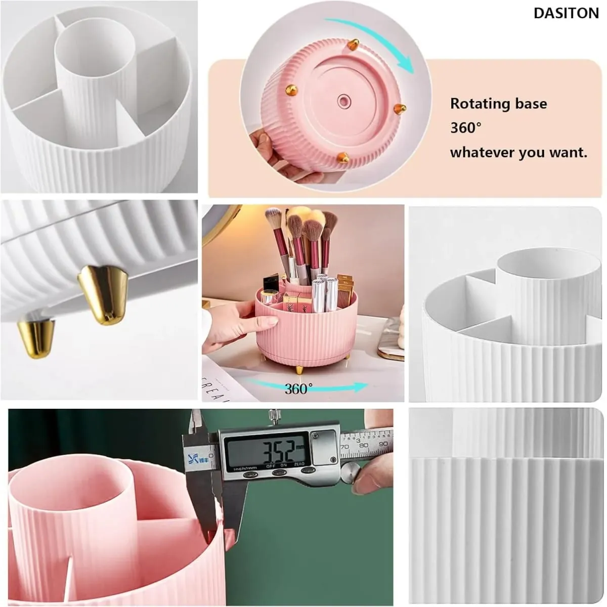 360° Rotating Makeup Tool Storage Box Desktop Organizer Cosmetic Brushes Holder Lipstick Eyebrow Pencil Holder Jewelry Container — image 5