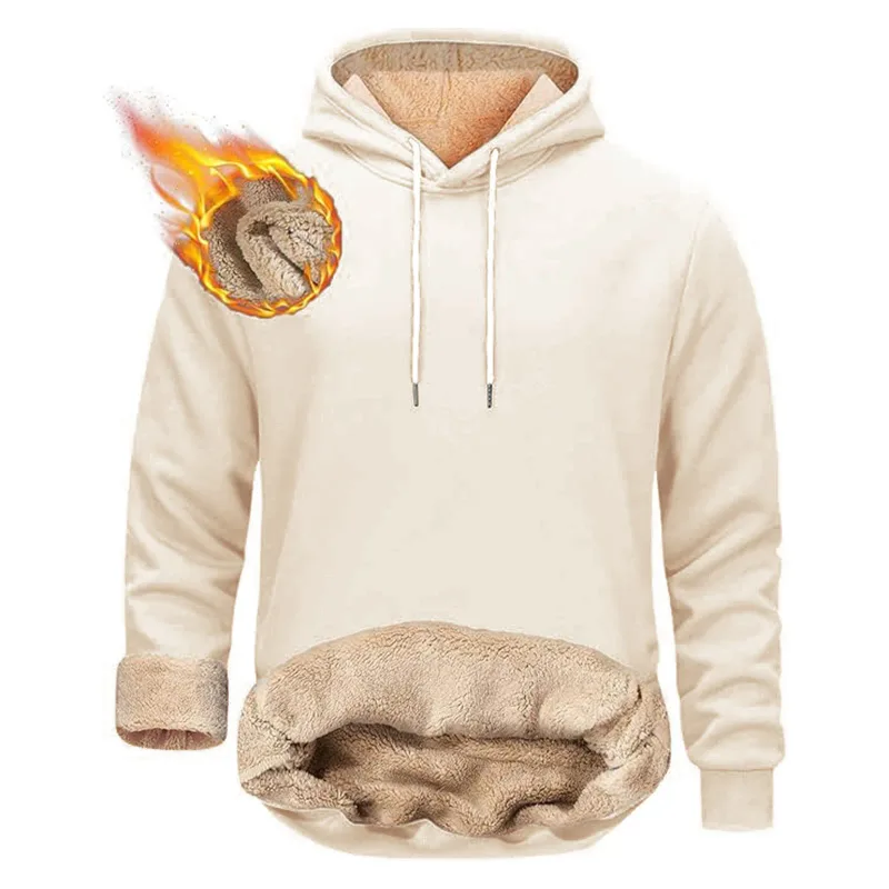 Winter männer Warme Hoodies Sport Dicke Sweatshirts Winddicht Thermische Casual Einfarbig Lose Langarm Pullover Streetwear