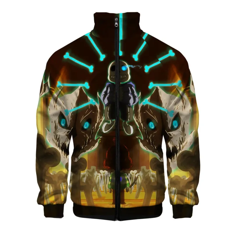 Luksusowe popularne Sans Undertale 3D Print Zipper Raglan kurtka wiatrówka chłopcy/dziewczęta wygodne kurtki ze stójką płaszcze