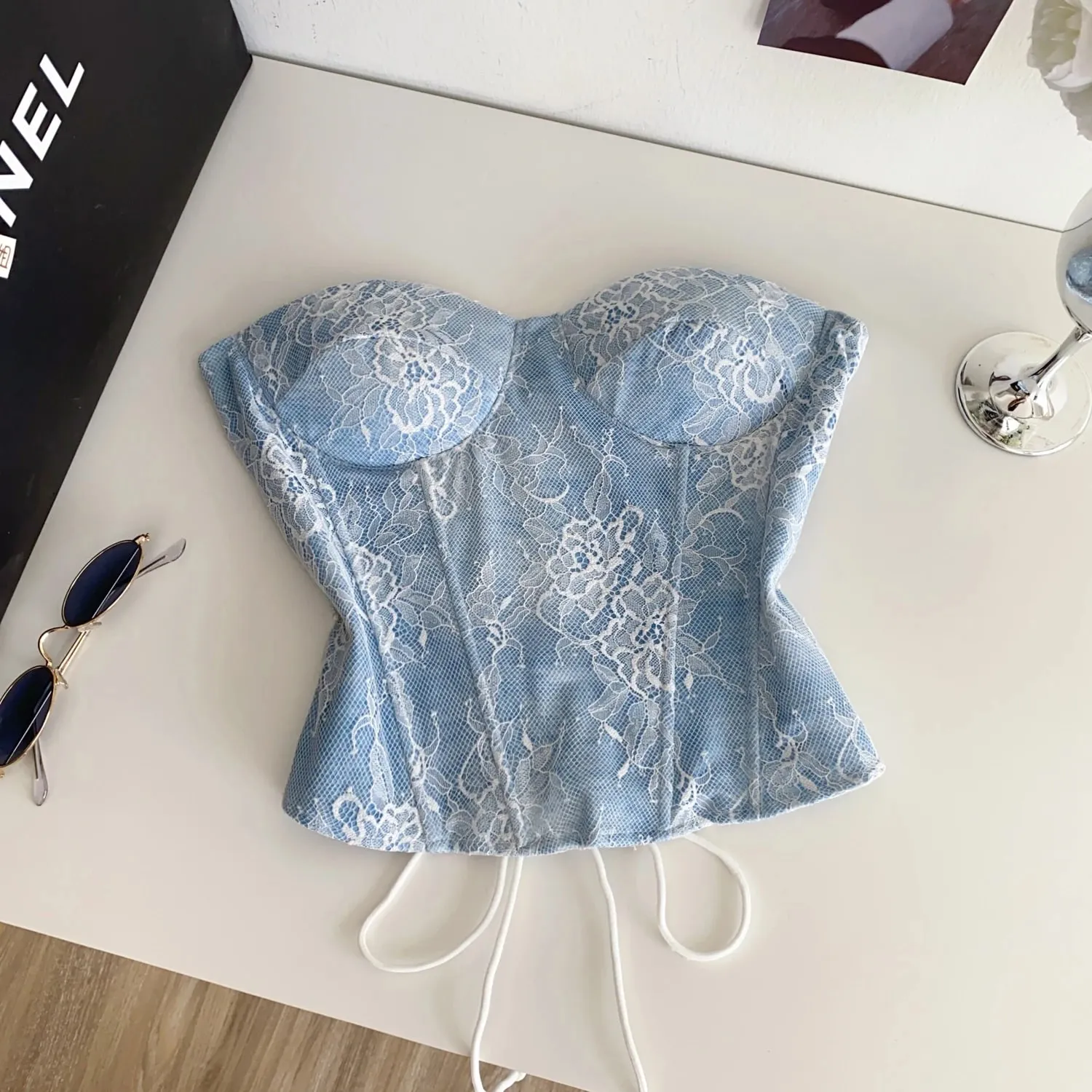 Sexy Lace Strapless Mini Top Ladies Backless Bandage Camisole 2025 Fashion Women Hotsweet Senior Chic Beachwear Corset