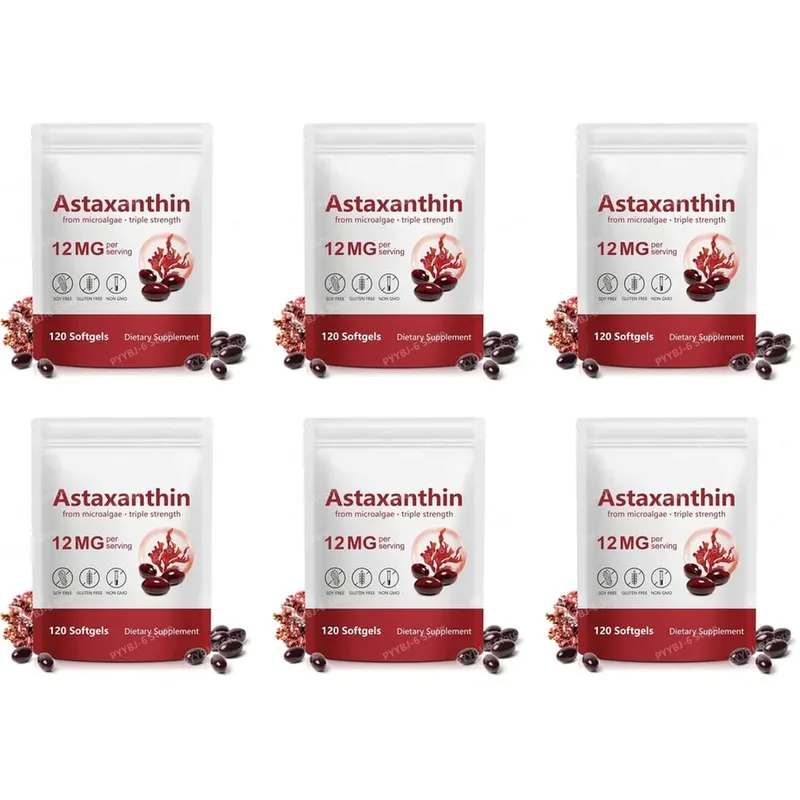 Astaxanthin Softgels Triple Strength From Microalgae Supports Healthy Aging Promotes Collagen Supports Skin Barrier 120 Softgels