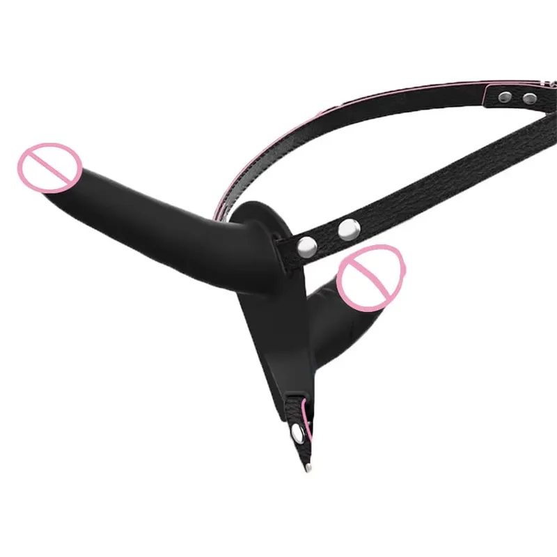 Strap On Double-Headed Vibrator Dildo Adjustable with 10 Vibration Modes Wearable Harness Sex Toy for Female Couple for Lesbians