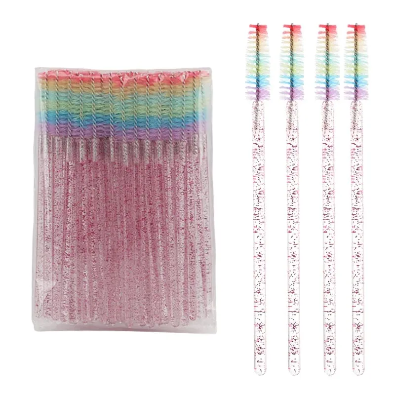 50pcs Disposable Crystal Eyelash Brush Lash Extension Makeup Brushes Mascara Wand Applicator Eyebrow Comb Rainbow Microbrush — image 17