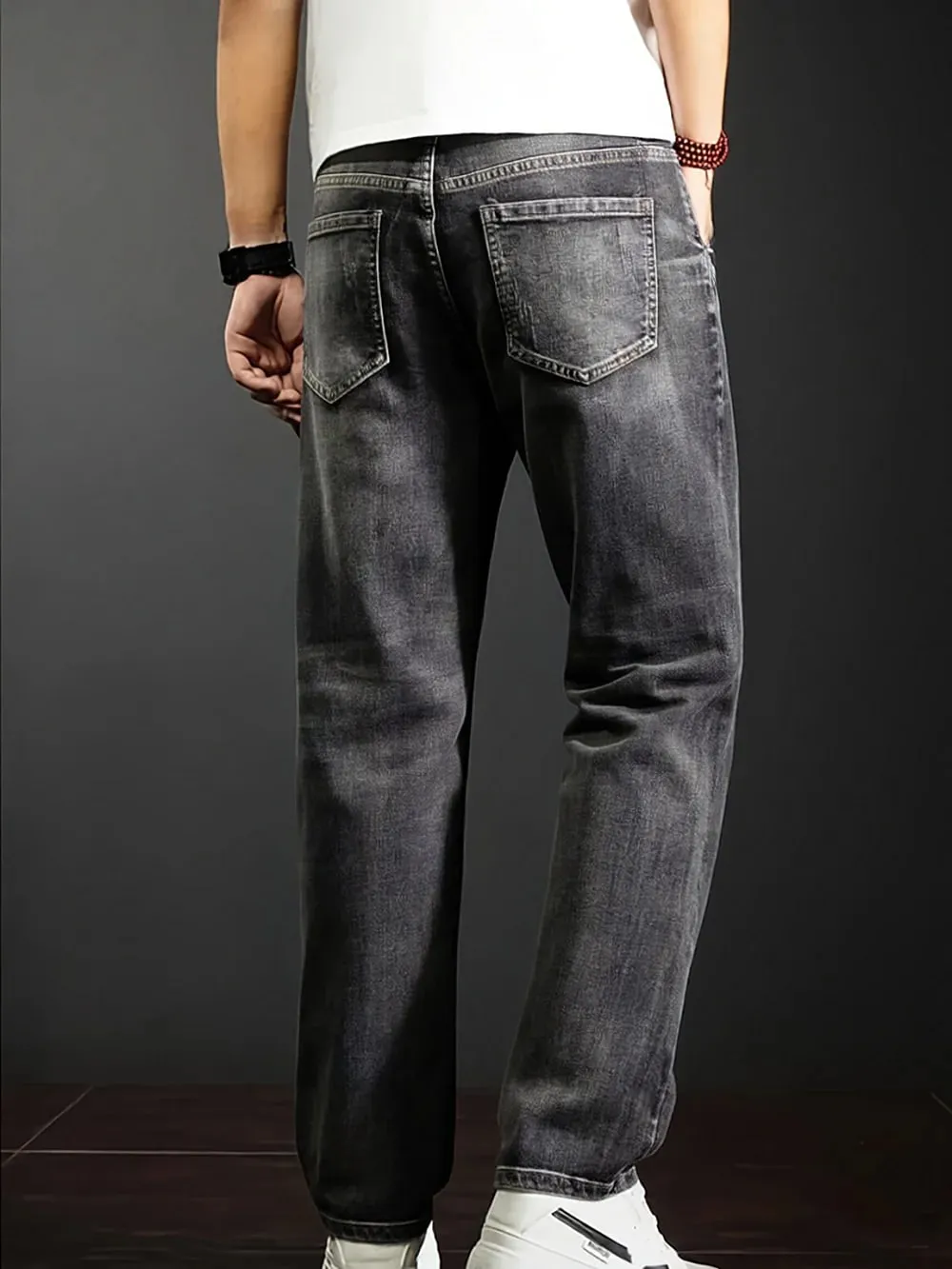 Men's New Straight Leg Stretchable Jeans Casual Pants with Personality Design Comfortable Fit Modern Style — image 5