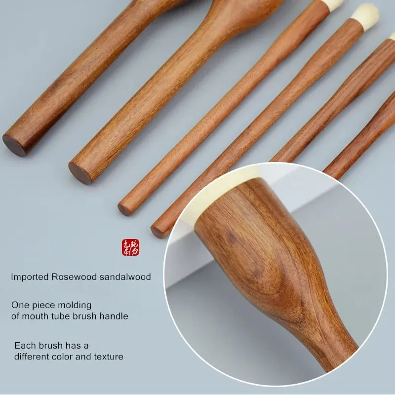 Sandalwood Handle Makeup Brushes Foundation Powder Highlighter Sculpting Eyeshadow Smudge Blender Detail Cosmetic Brush Tool