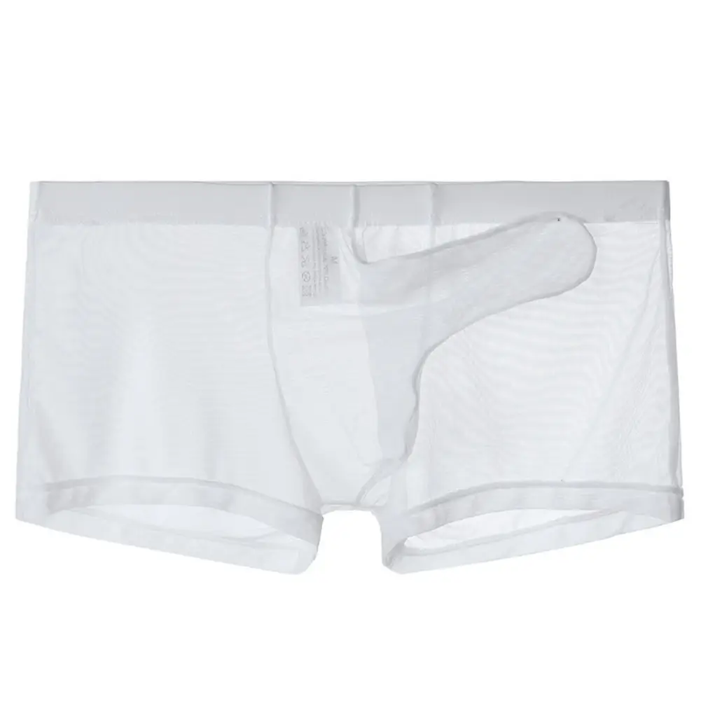 Biancheria intima leggera trasparente da uomo sexy in rete trasparente trasparente con boxer traspiranti, mutandine boxer maschili con separazione di proiettili