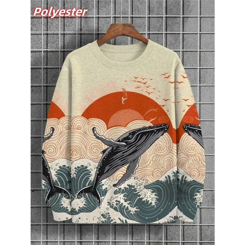 Cat Sushi Pattern Hoodie For Men Cute Animals 3D Printed Pullover Autumn Long Sleeve Loose Round Neck Hoodies Sweatshirt Tops — image 5