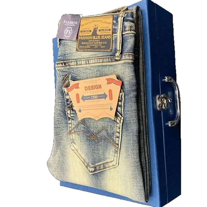 Street Fashion Men Jeans Retro Blue Elastic Slim Ripped Jeans Men High Quality Brand Designer Vintage Denim Pants Hombre — image 7