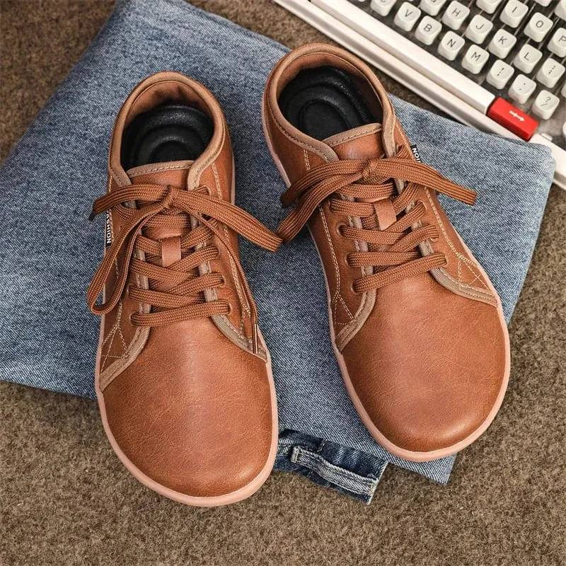 2025 New Minimalist Shoes for Men Women Wide Toe Barefoot Zero Drop Shoes Casual Artificial Leather Lightweight Walking Sneakers