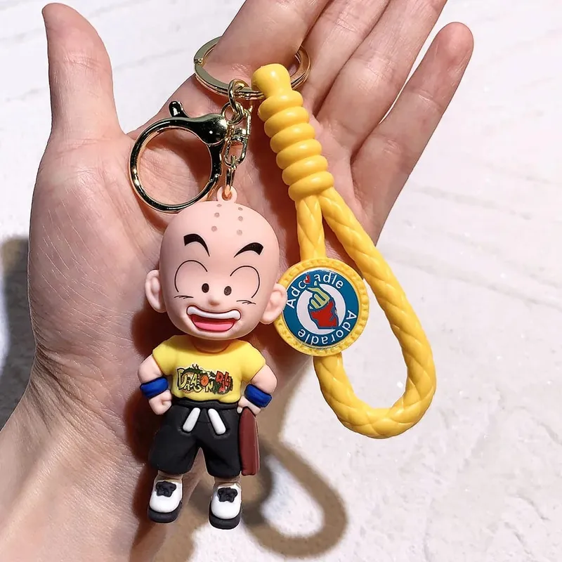 Anime Dragon Ball Keychain PVC Cartoon Cartoon Figure Trunks Son Goku Piccolo Buu Vegeta Figures Key Chain Keyring Bag Decor